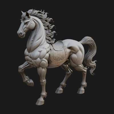 Wild Horse Statue Design 12 3D Print Model