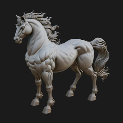 Wild Horse Statue Design 14 3D Print Model