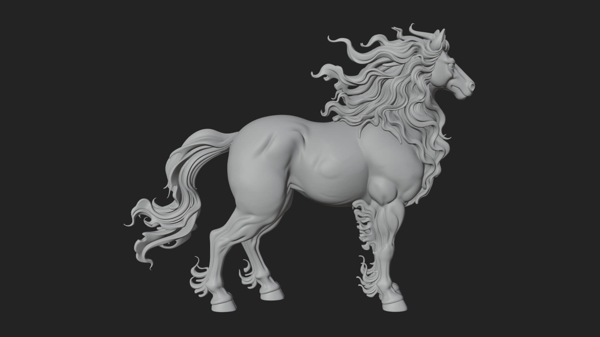 Wild Horse Statue Design 15 3D Print Model 3D Model