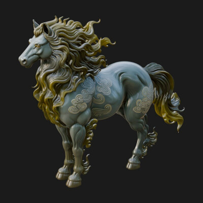 Wild Horse Statue Design 15 3D Print Model