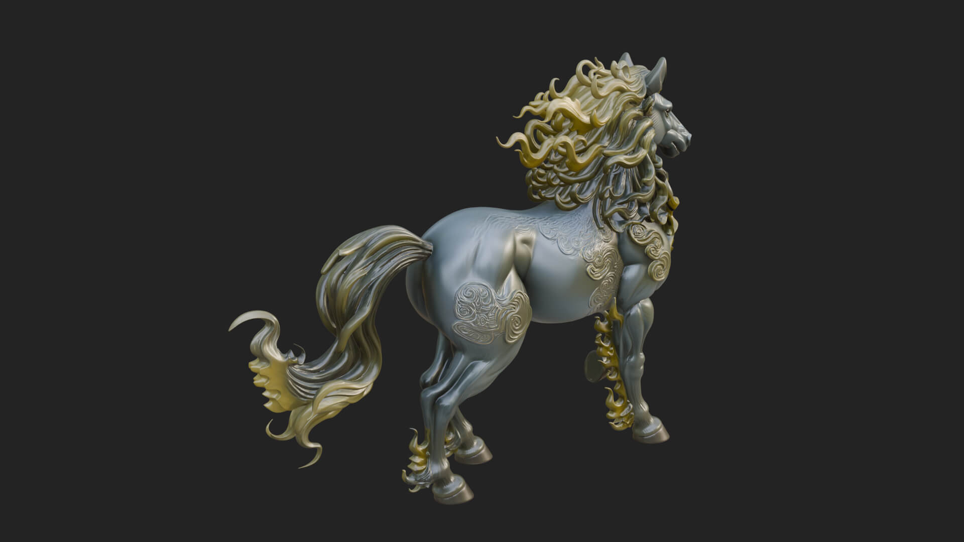 Wild Horse Statue Design 16 3D Print Model 3D Model