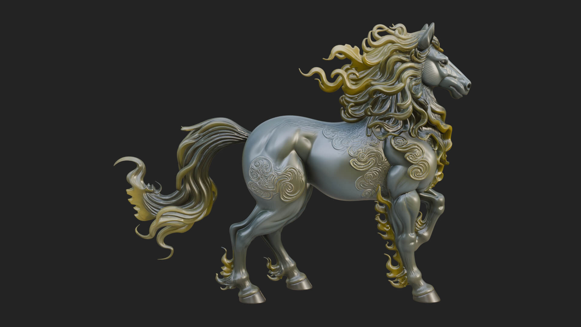 Wild Horse Statue Design 16 3D Print Model 3D Model