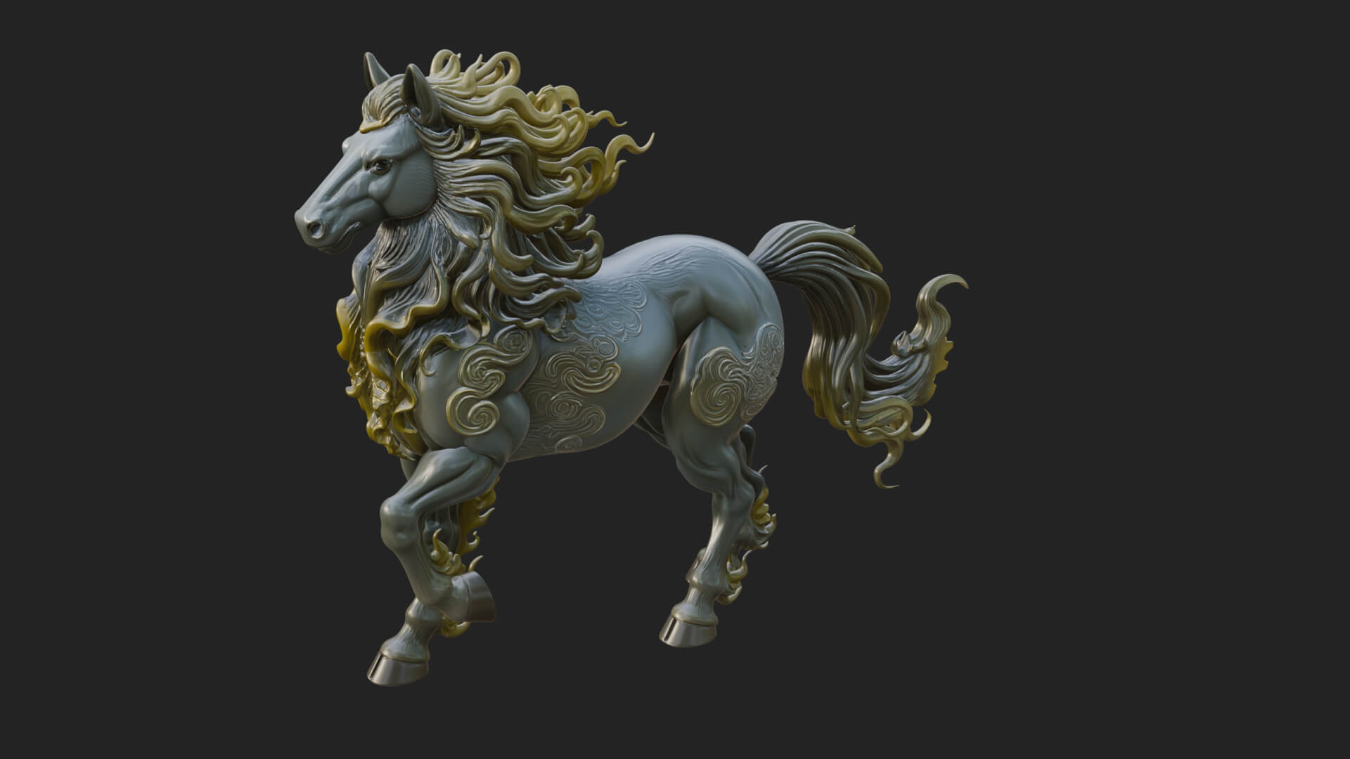 Wild Horse Statue Design 16 3D Print Model 3D Model