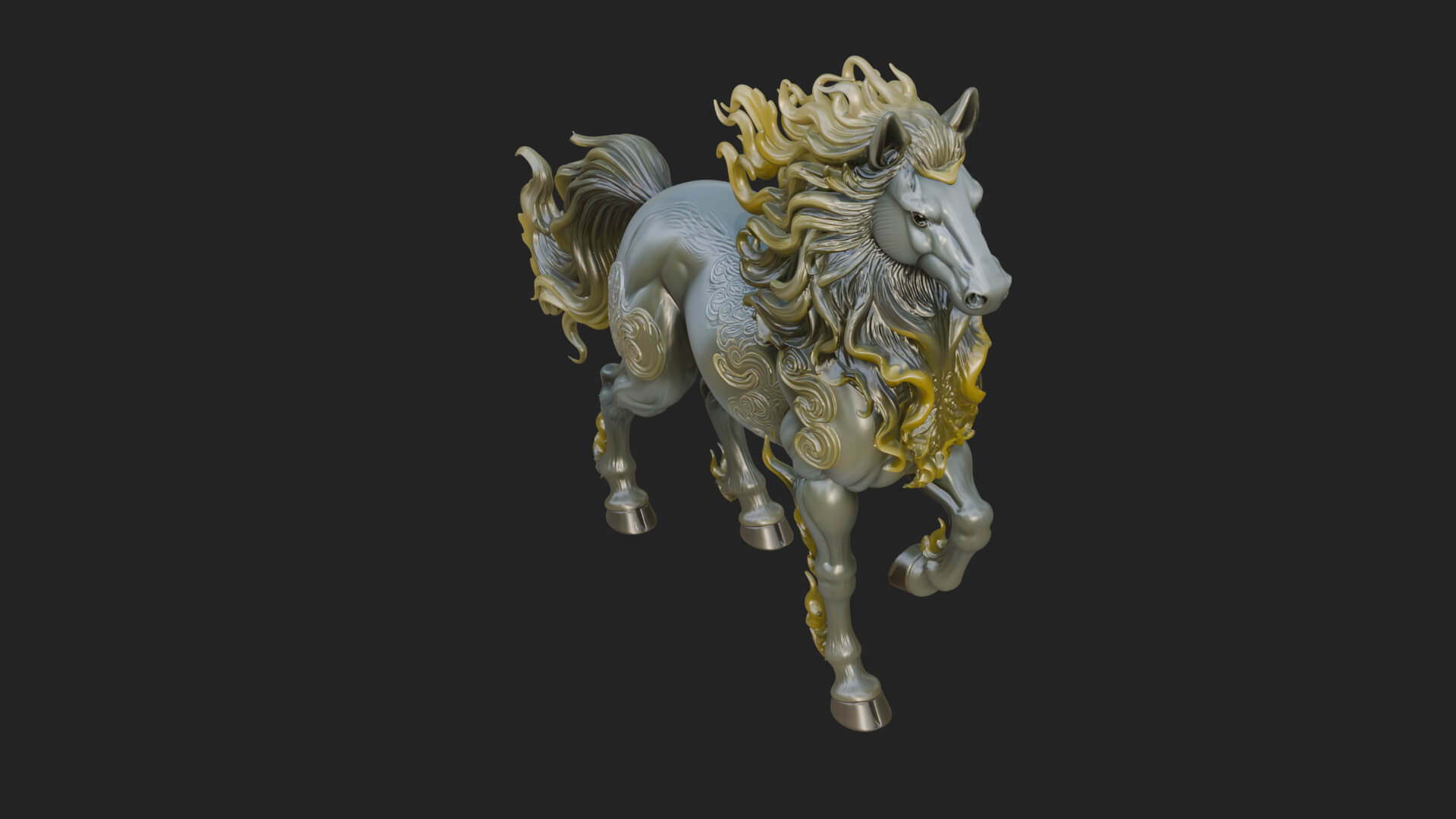 Wild Horse Statue Design 16 3D Print Model 3D Model