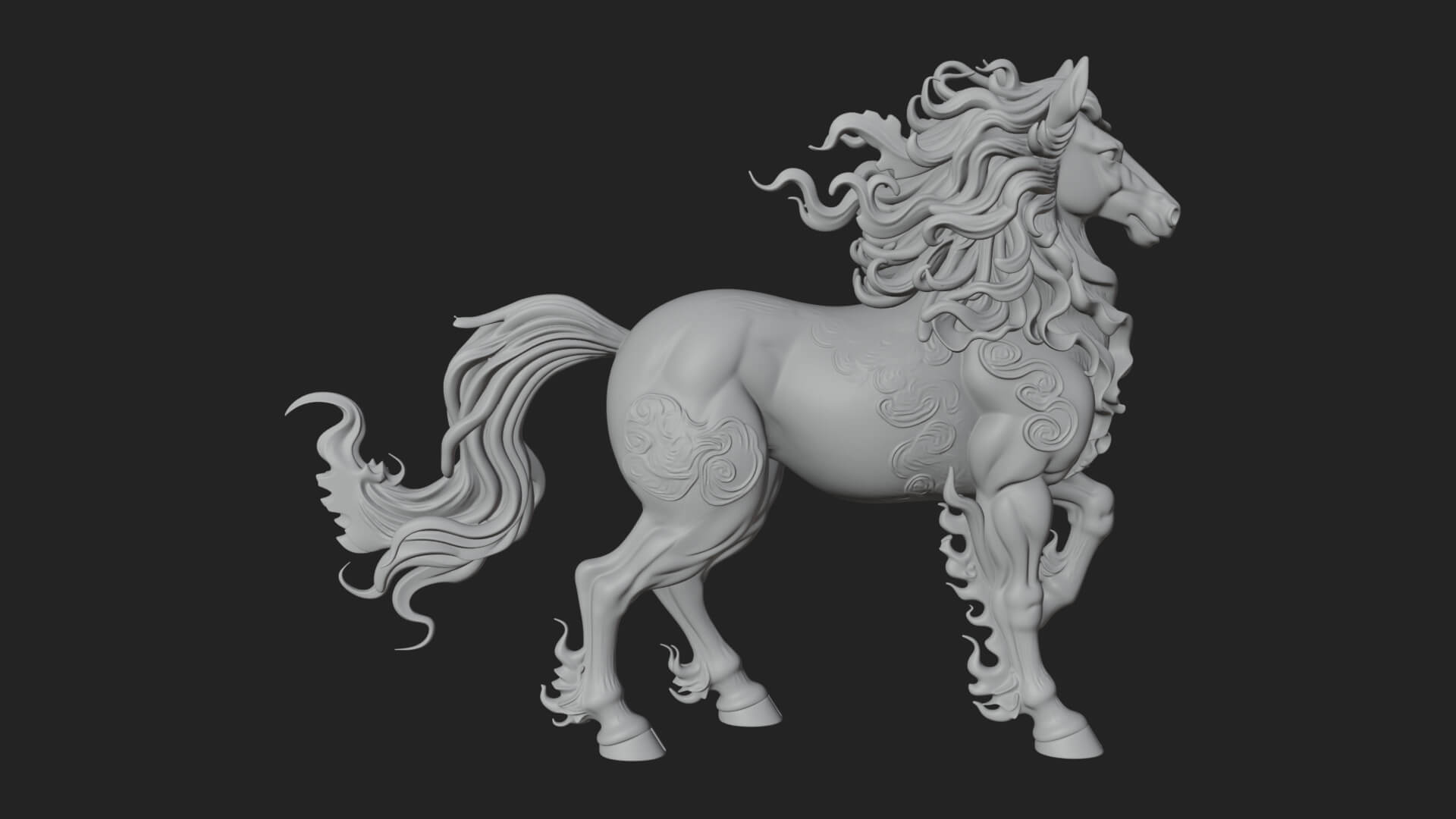 Wild Horse Statue Design 16 3D Print Model 3D Model