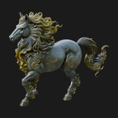Wild Horse Statue Design 16 3D Print Model