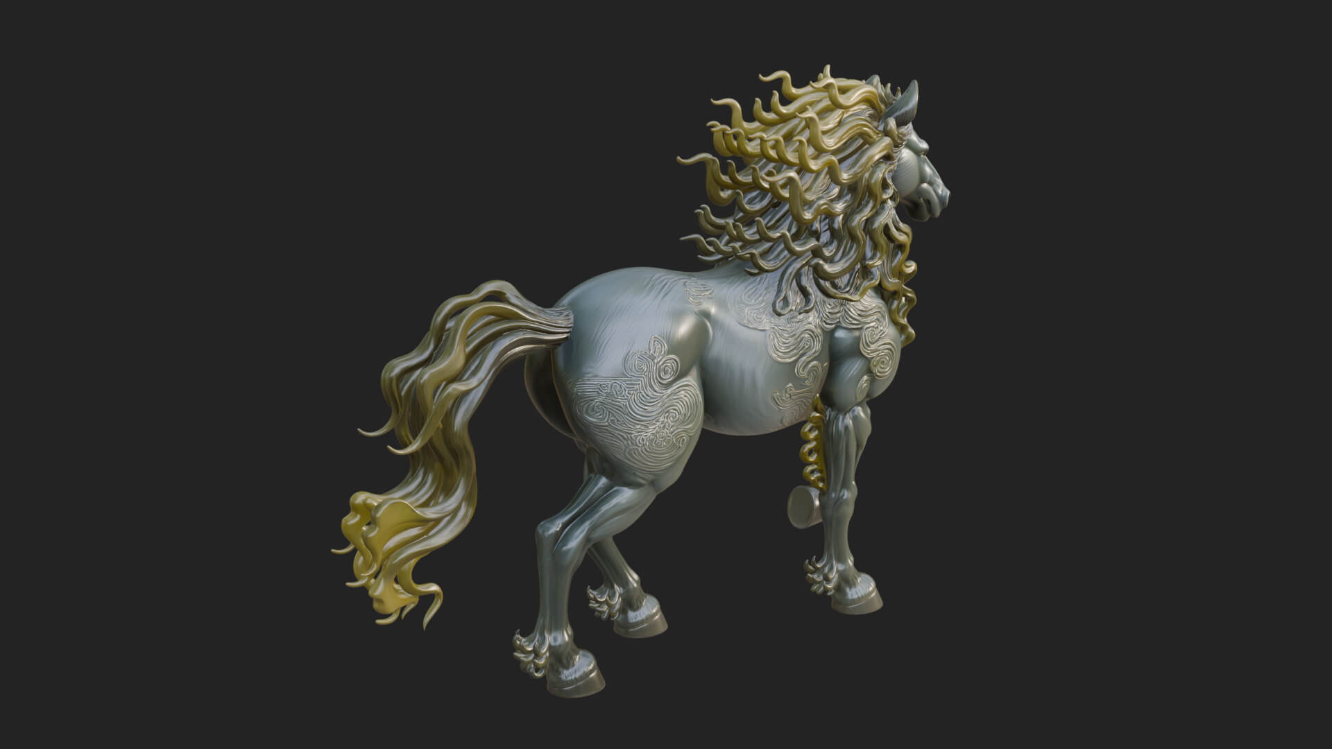 Wild Horse Statue Design 17 3D Print Model 3D Model