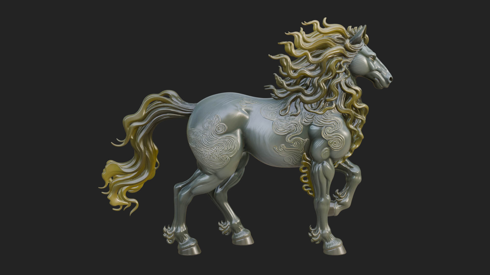 Wild Horse Statue Design 17 3D Print Model 3D Model