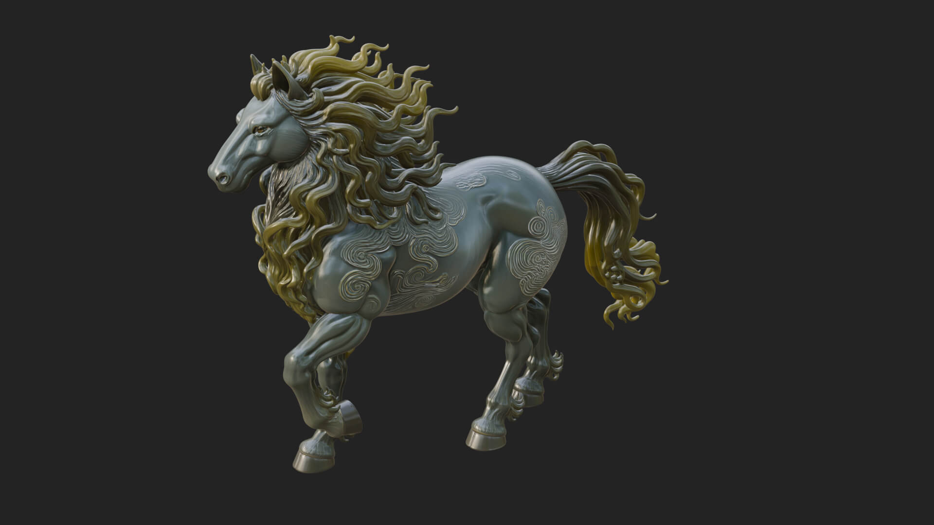 Wild Horse Statue Design 17 3D Print Model 3D Model