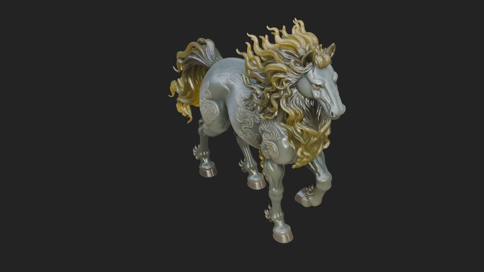 Wild Horse Statue Design 17 3D Print Model 3D Model