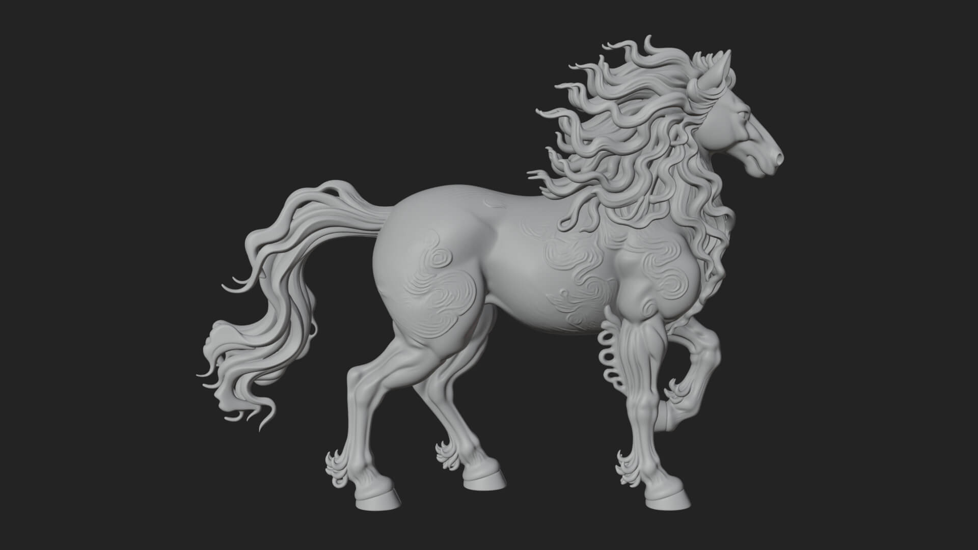 Wild Horse Statue Design 17 3D Print Model 3D Model