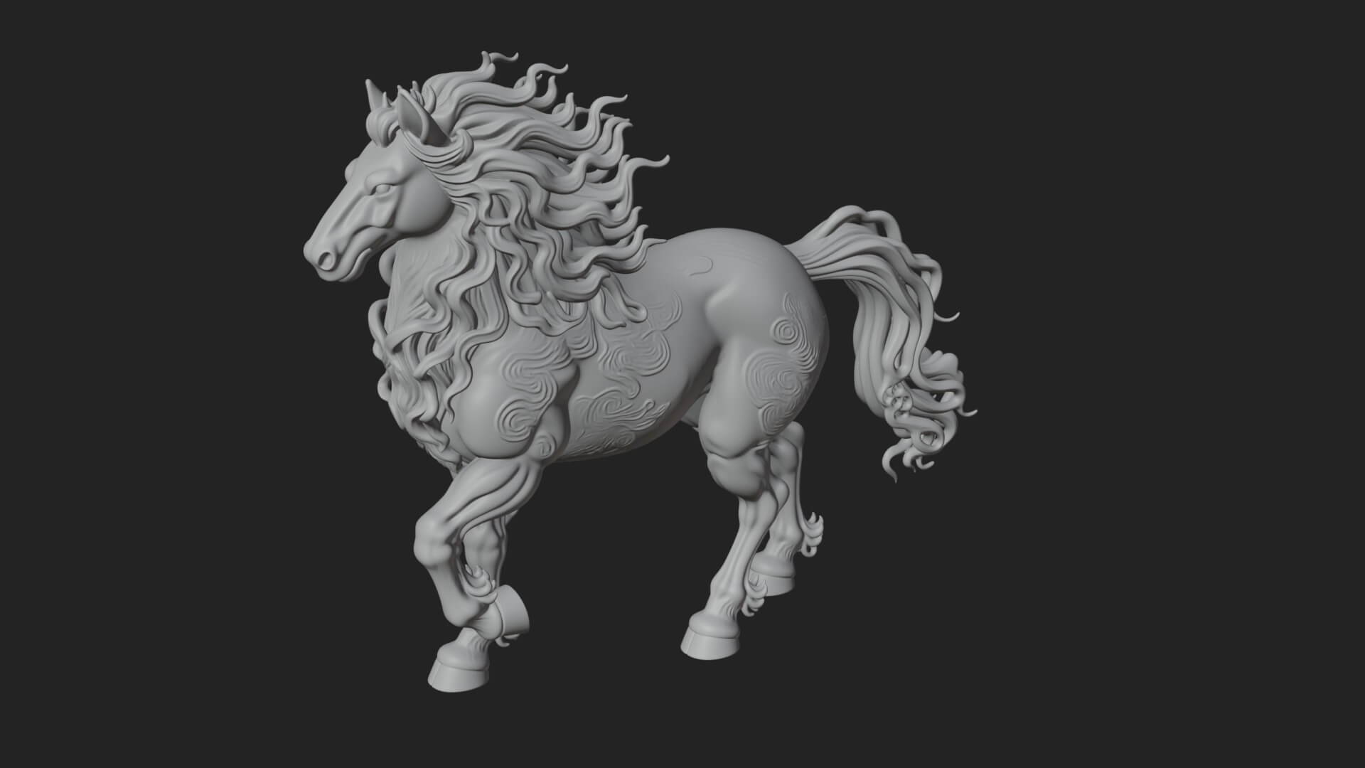 Wild Horse Statue Design 17 3D Print Model 3D Model