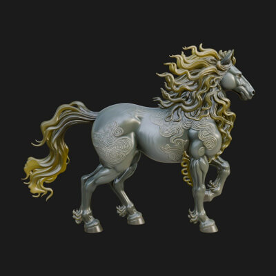 Wild Horse Statue Design 17 3D Print Model
