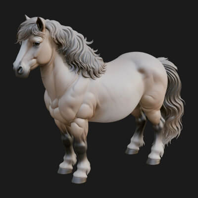 Wild Horse Statue Design 2 3D Print Model