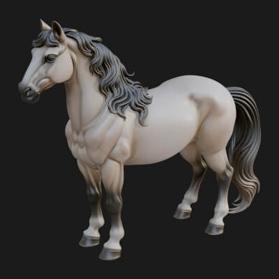 Wild Horse Statue Design 3 3D Print Model