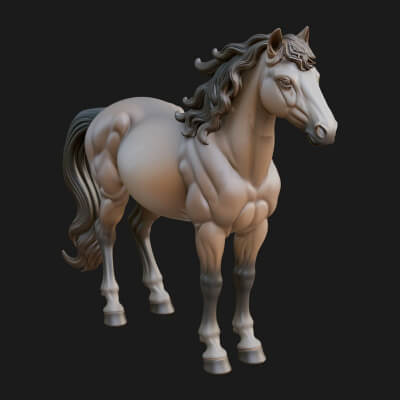 Wild Horse Statue Design 4 3D Print Model