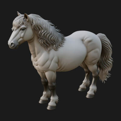 Wild Horse Statue Design 5 3D Print Model