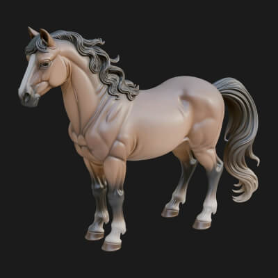 Wild Horse Statue Design 6 3D Print Model