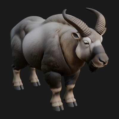 Wildebeest Statue Design 1 3D Print Model