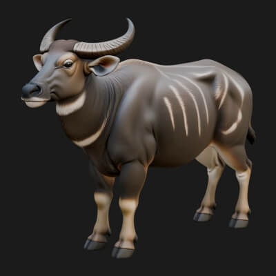 Wildebeest Statue Design 3 3D Print Model