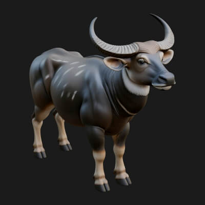 Wildebeest Statue Design 4 3D Print Model