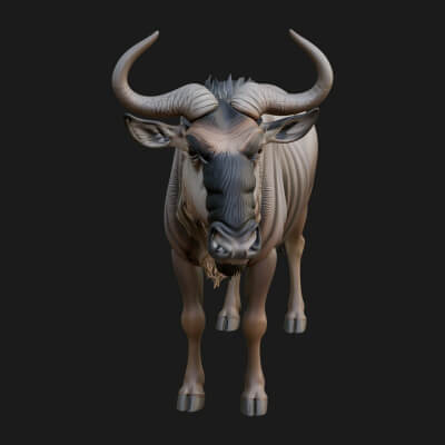 Wildebeest Statue Design 5 3D Print Model