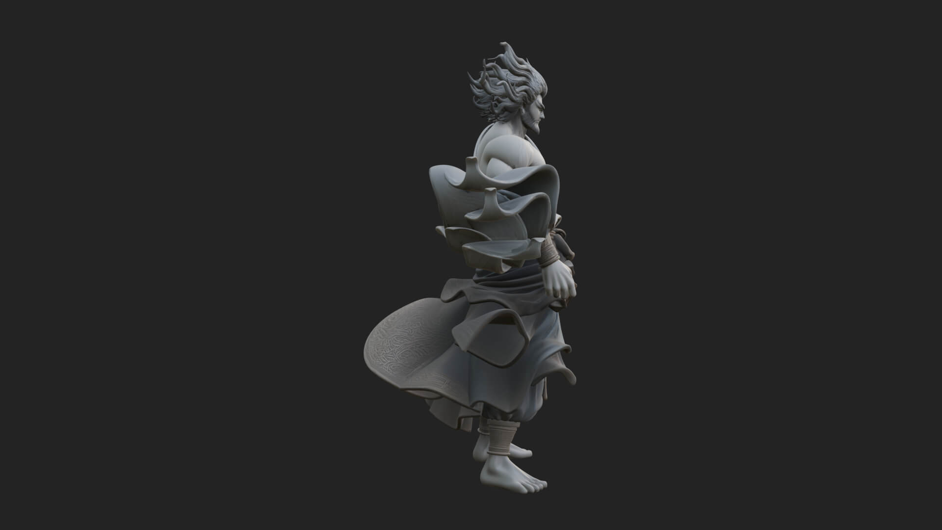 Wind Spirit God Statue Design 1 3D Print Model 3D Model