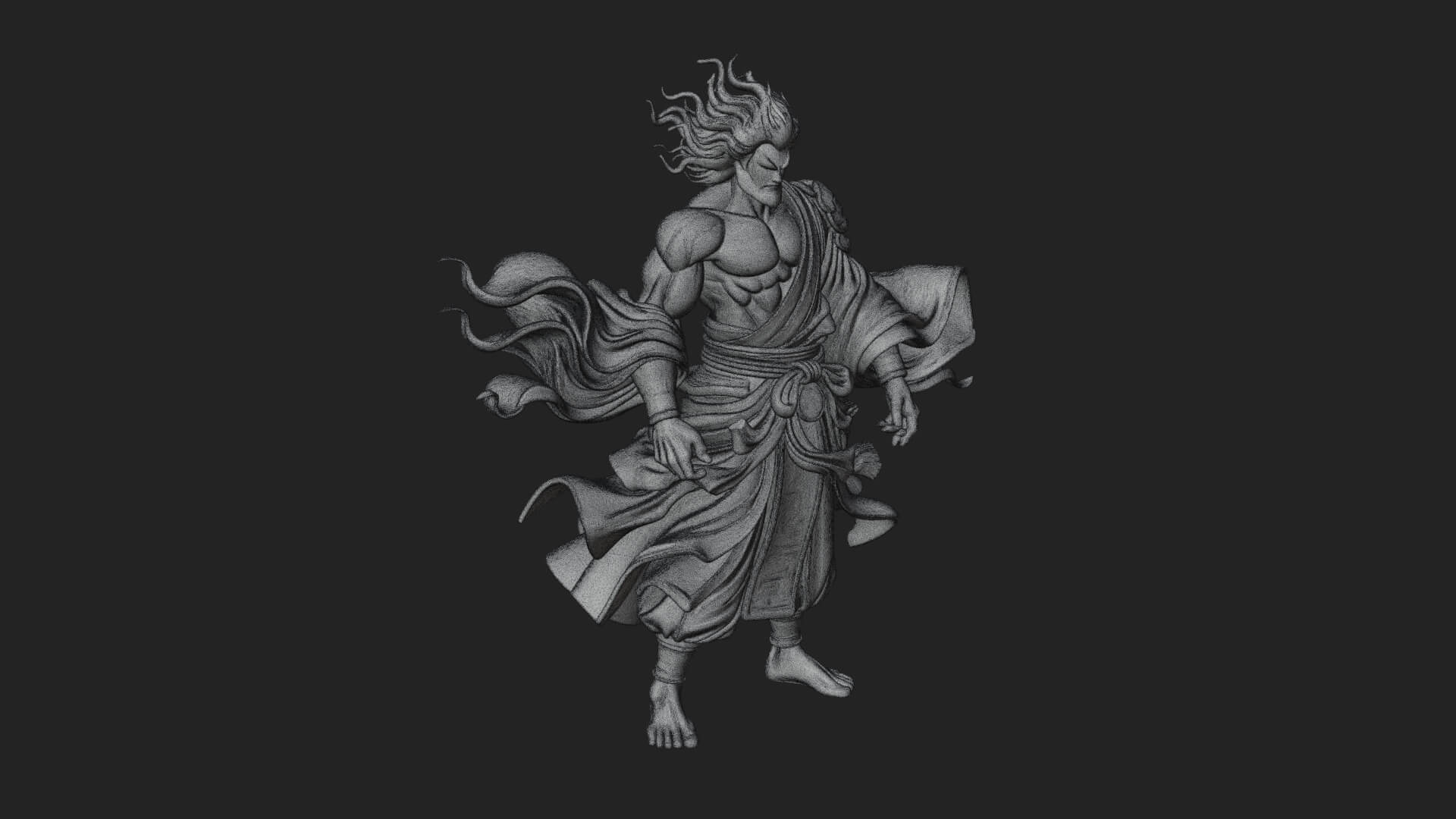Wind Spirit God Statue Design 1 3D Print Model 3D Model