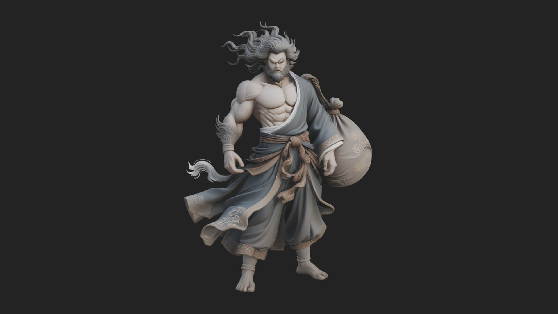 Wind Spirit God Statue Design 2 3D Print Model 3D Model