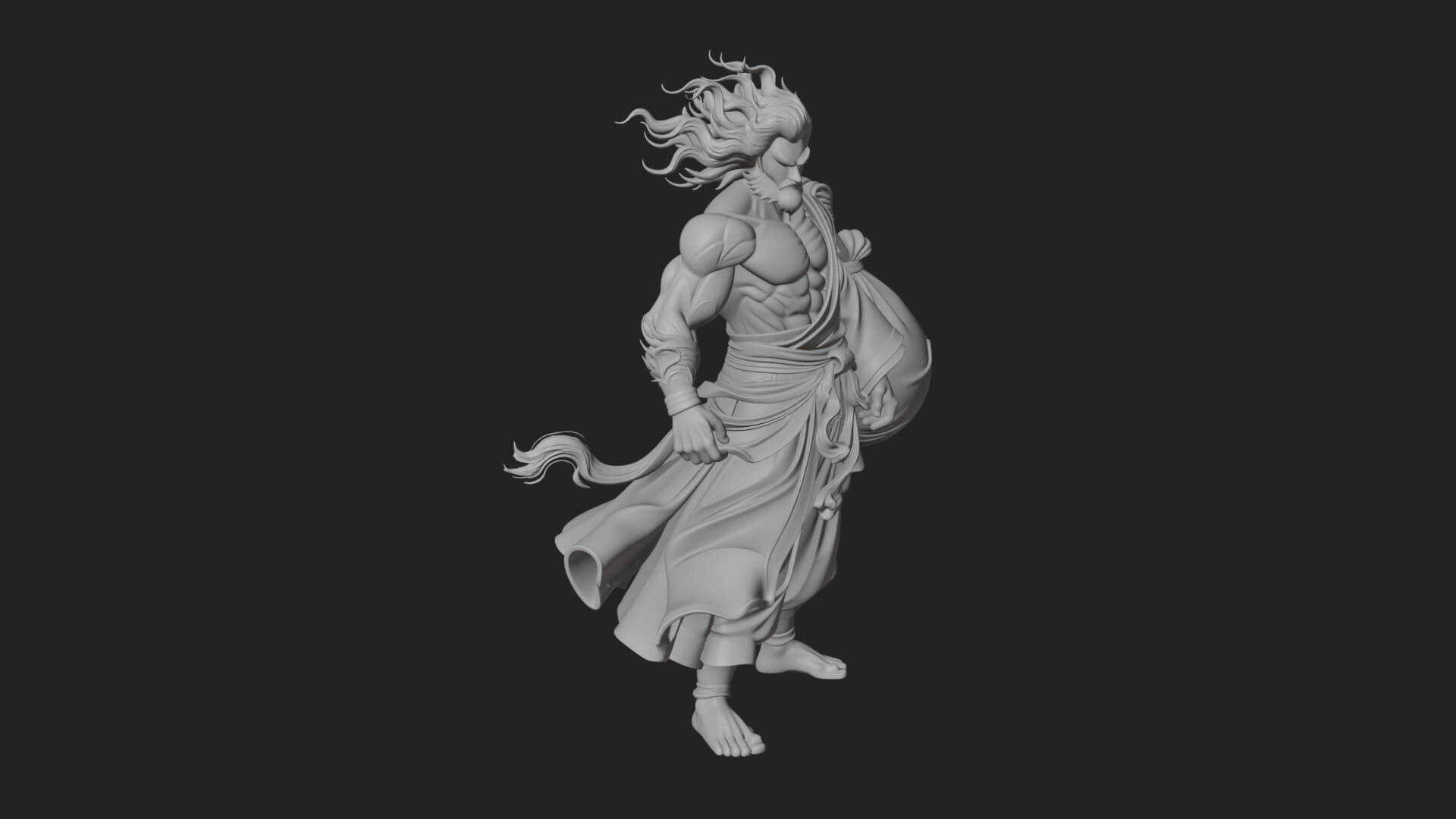 Wind Spirit God Statue Design 2 3D Print Model 3D Model