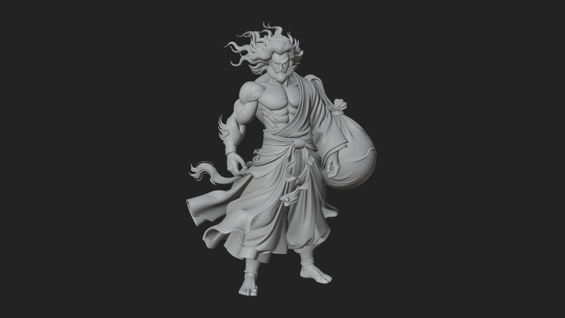 Wind Spirit God Statue Design 2 3D Print Model 3D Model