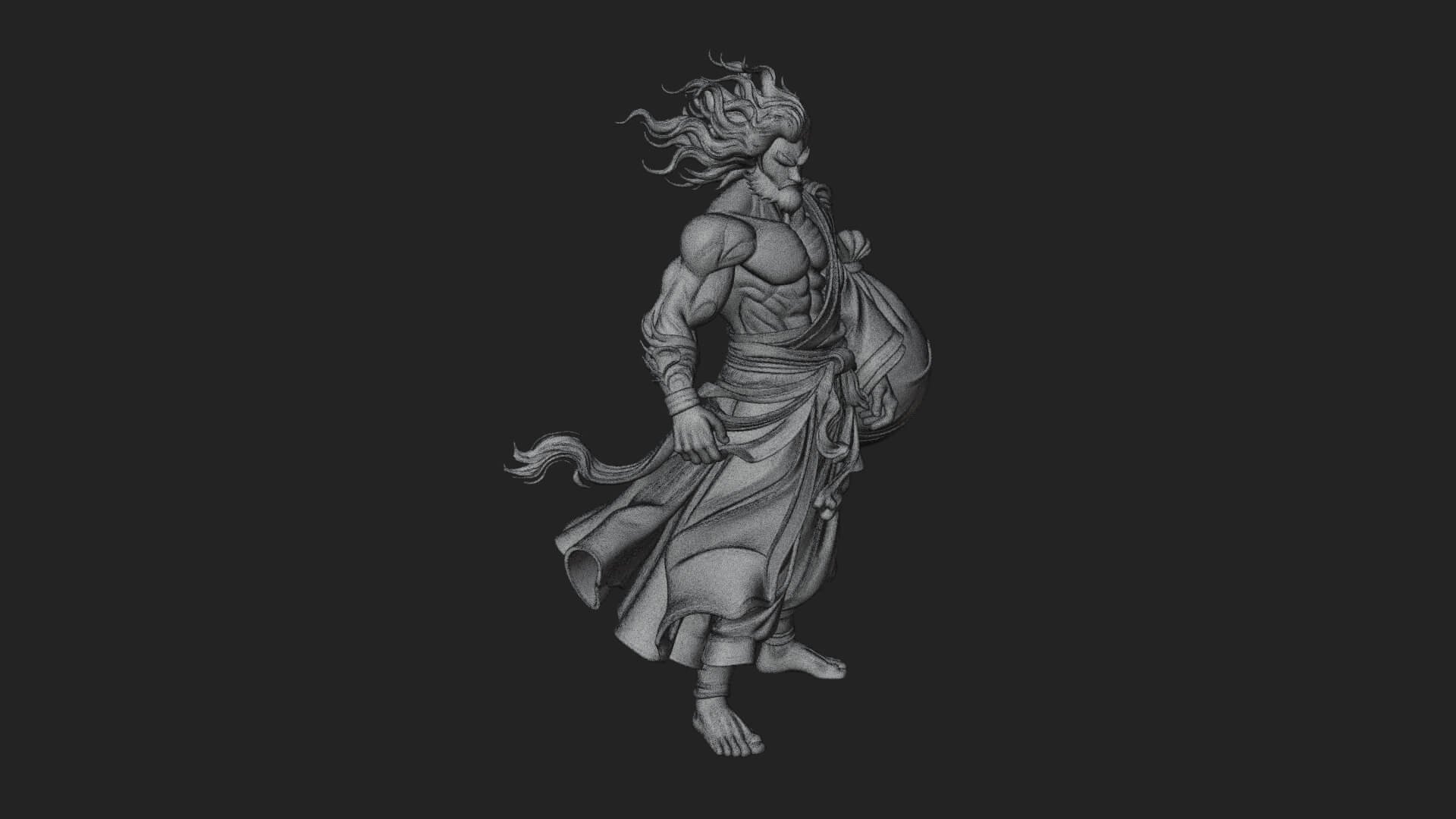 Wind Spirit God Statue Design 2 3D Print Model 3D Model