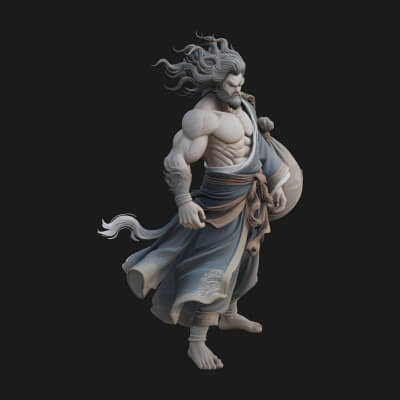 Wind Spirit God Statue Design 2 3D Print Model