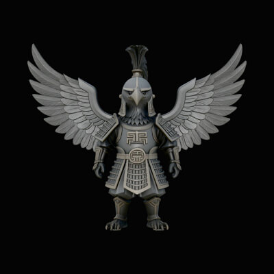 Winged Angel Armor Statue Design 1 3D Print Model