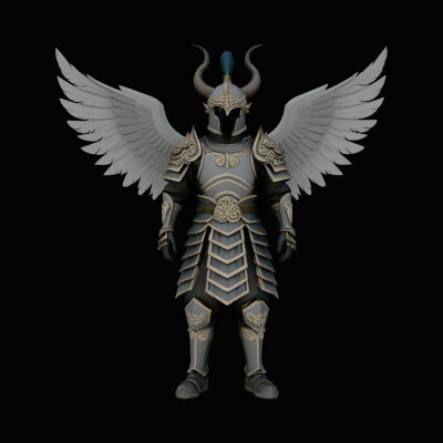 Winged Angel Armor Statue Design 3 3D Print Model