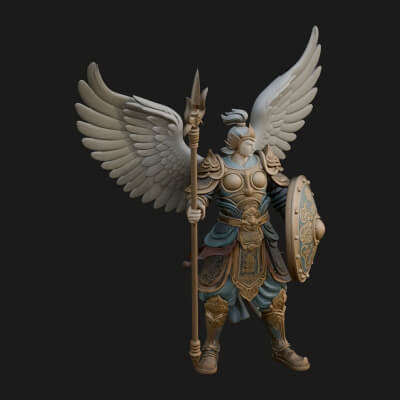 Winged Angel Armor Statue Design 6 3D Print Model