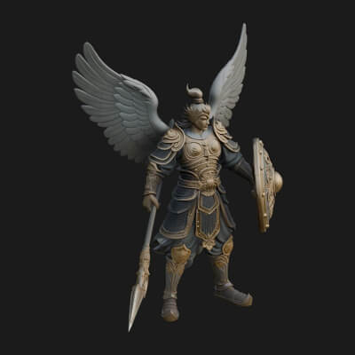 Winged Angel Armor Statue Design 7 3D Print Model