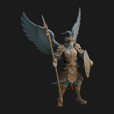 Winged Angel Armor Statue Design 8 3D Print Model