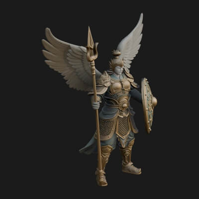 Winged Angel Armor Statue Design 9 3D Print Model