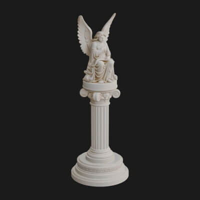 Winged Angel Column Monument Design 1 3D Print Model