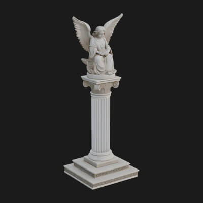 Winged Angel Column Monument Design 2 3D Print Model