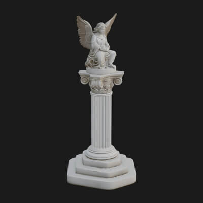 Winged Angel Column Monument Design 3 3D Print Model