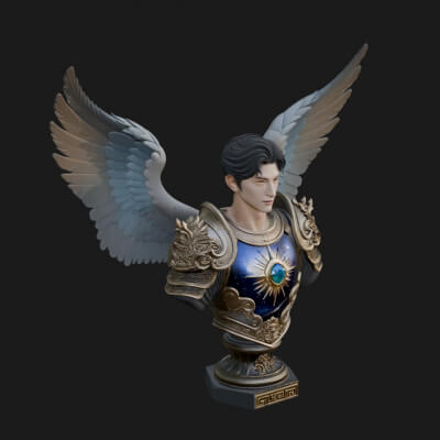 Winged Angel Man Bust Statue Design 1 3D Print Model