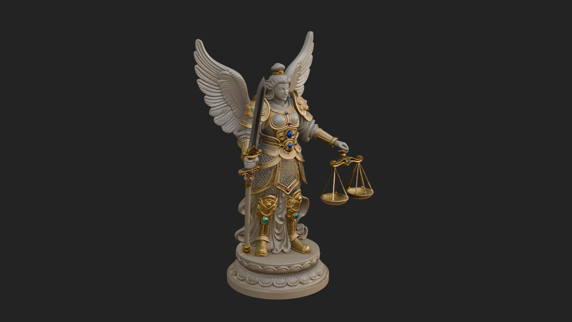 Winged Angel of Justice Statue Design 1 3D Print Model 3D Model