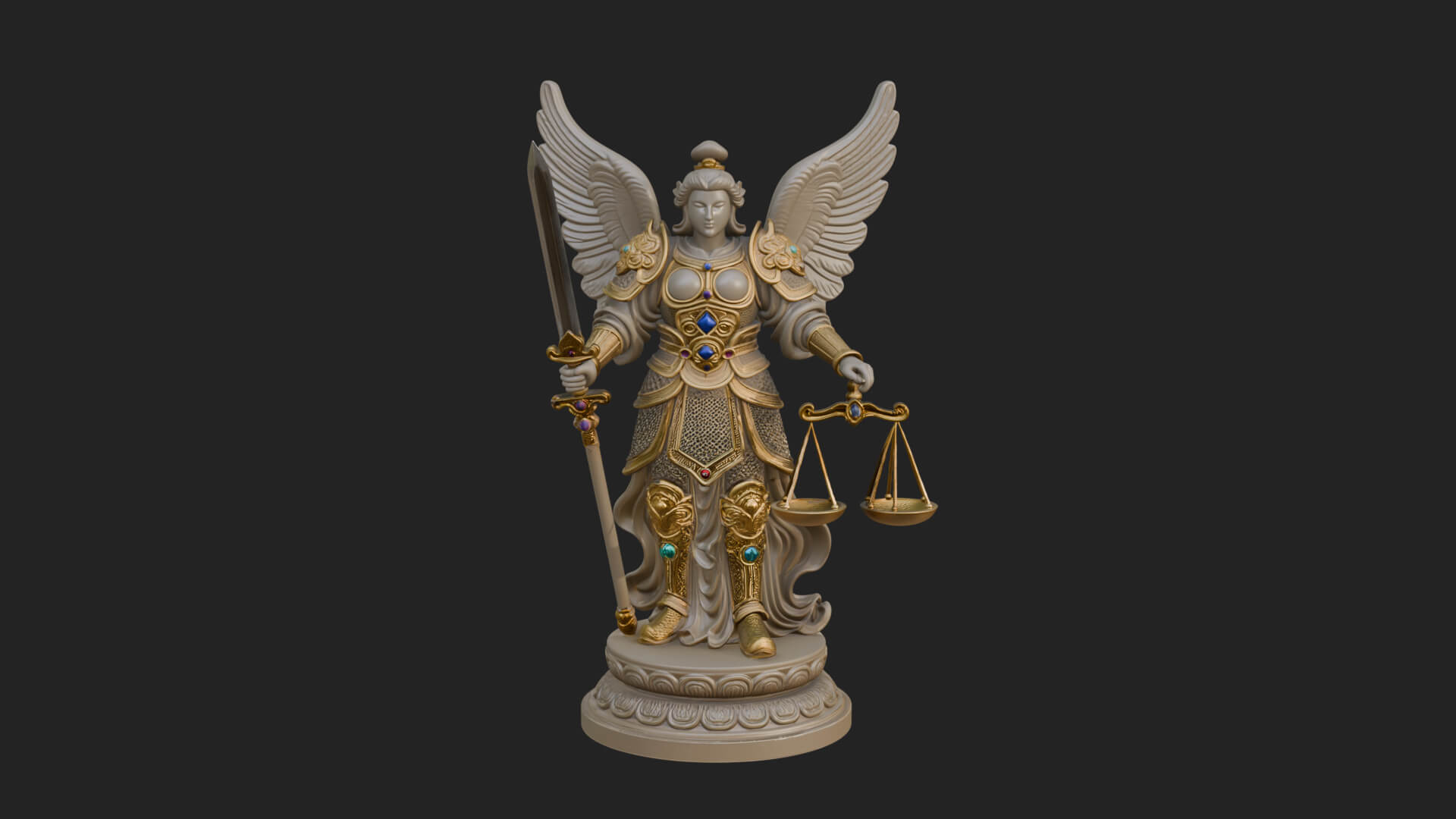 Winged Angel of Justice Statue Design 1 3D Print Model 3D Model