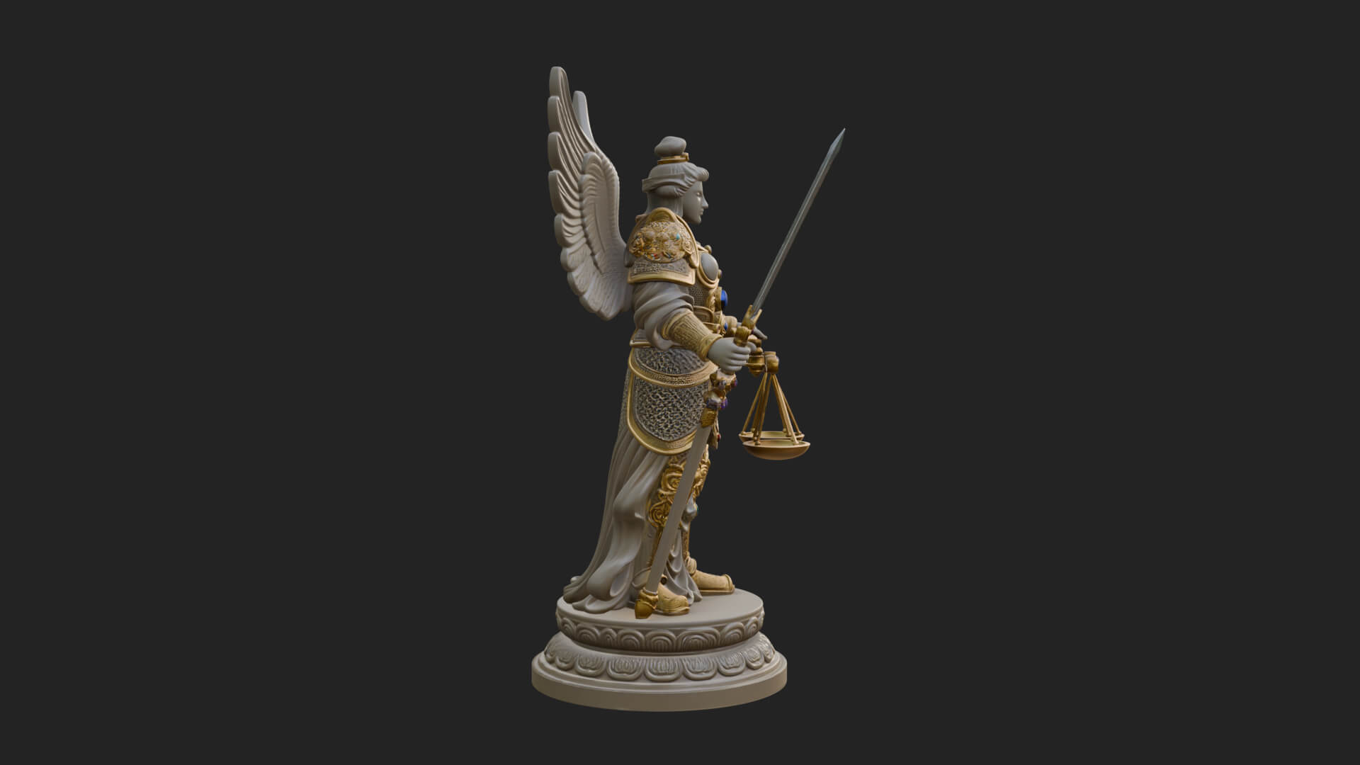 Winged Angel of Justice Statue Design 1 3D Print Model 3D Model