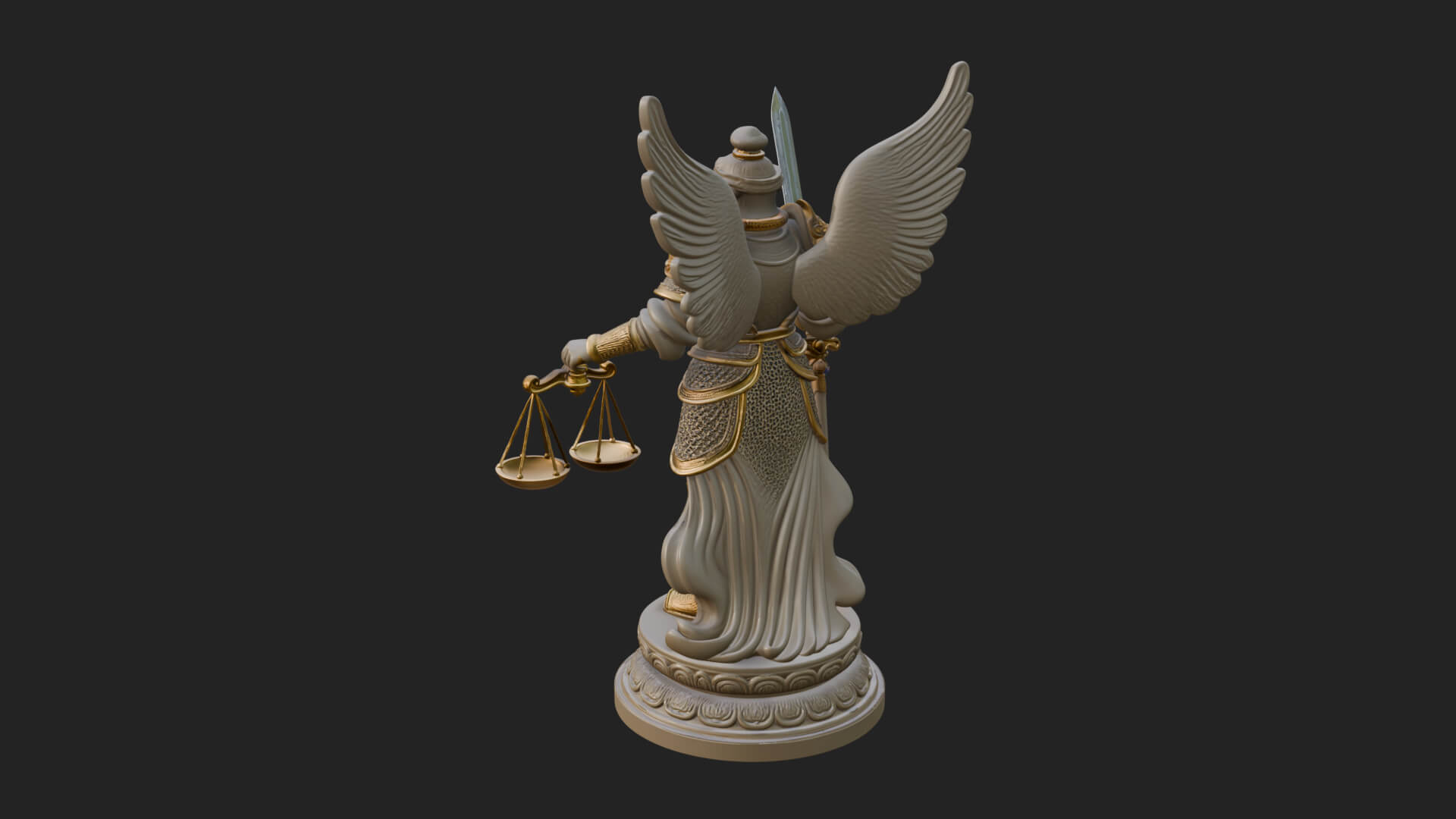 Winged Angel of Justice Statue Design 1 3D Print Model 3D Model