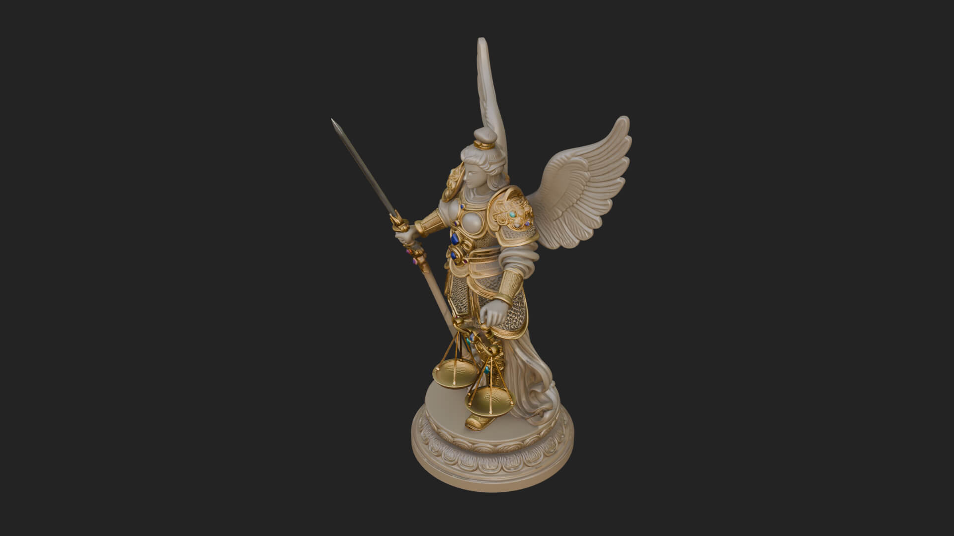 Winged Angel of Justice Statue Design 1 3D Print Model 3D Model