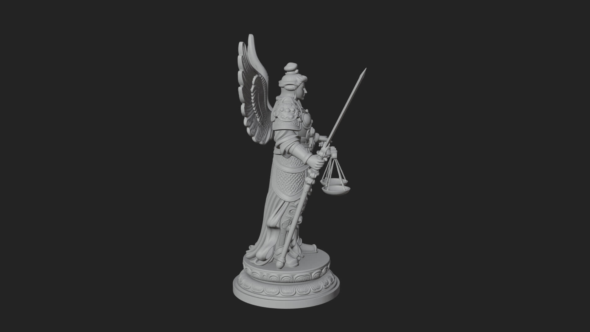 Winged Angel of Justice Statue Design 1 3D Print Model 3D Model
