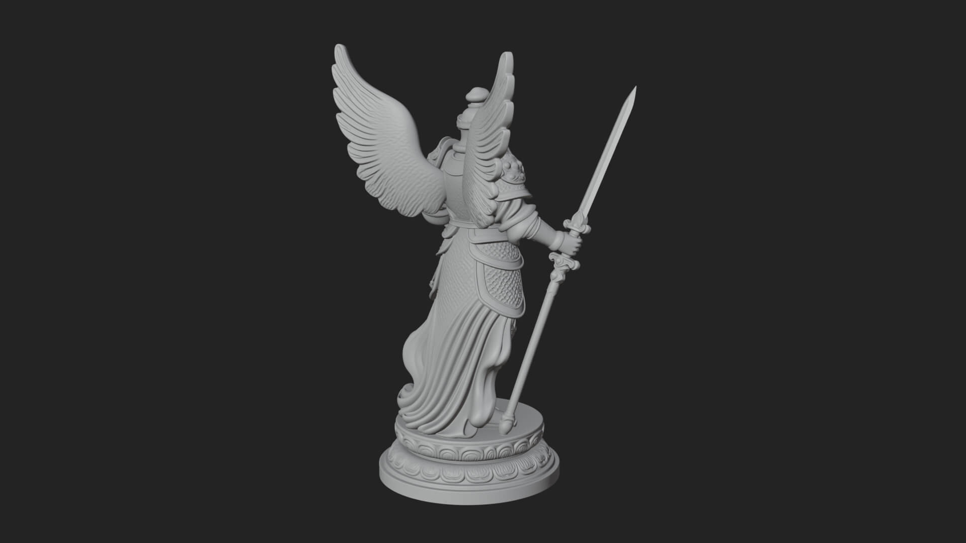 Winged Angel of Justice Statue Design 1 3D Print Model 3D Model